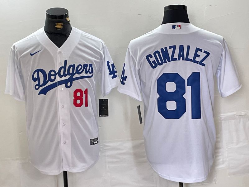 Men Los Angeles Dodgers 81 Gonzalez White Game 2024 Nike MLB Jersey style 1